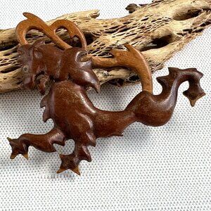 Vintage Wooden Dragon Pin